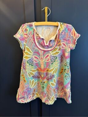 Matilda Jane Short Sleeve Paisley cover up Turquoise Pink Yellow